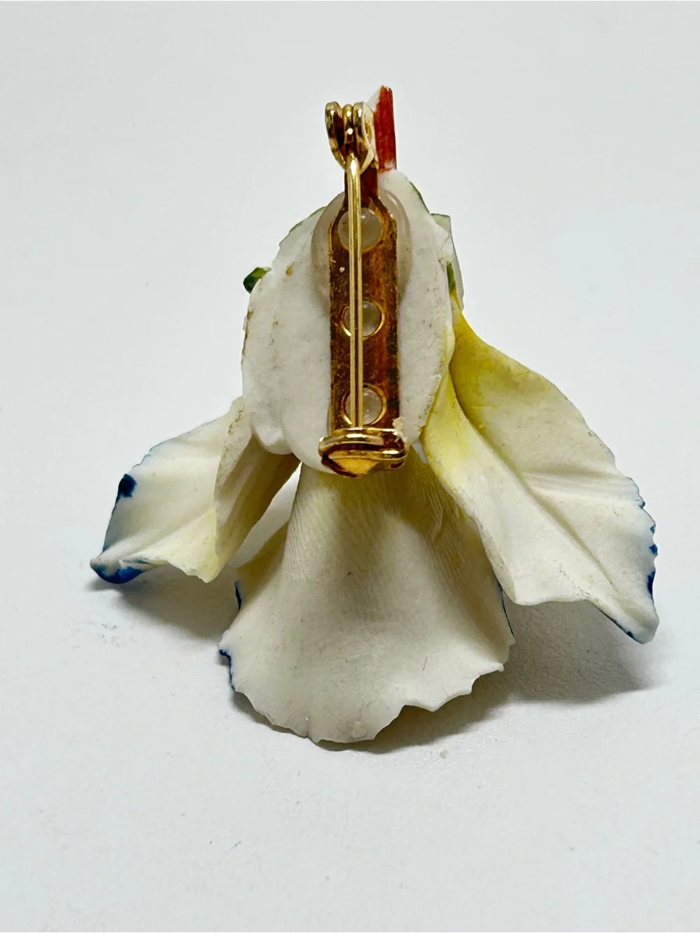 Vintage, Blue And White Ceramic Orchid Brooch